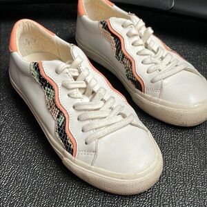 Madewell Sidewalk Sneakers with snakeskin embossed leather